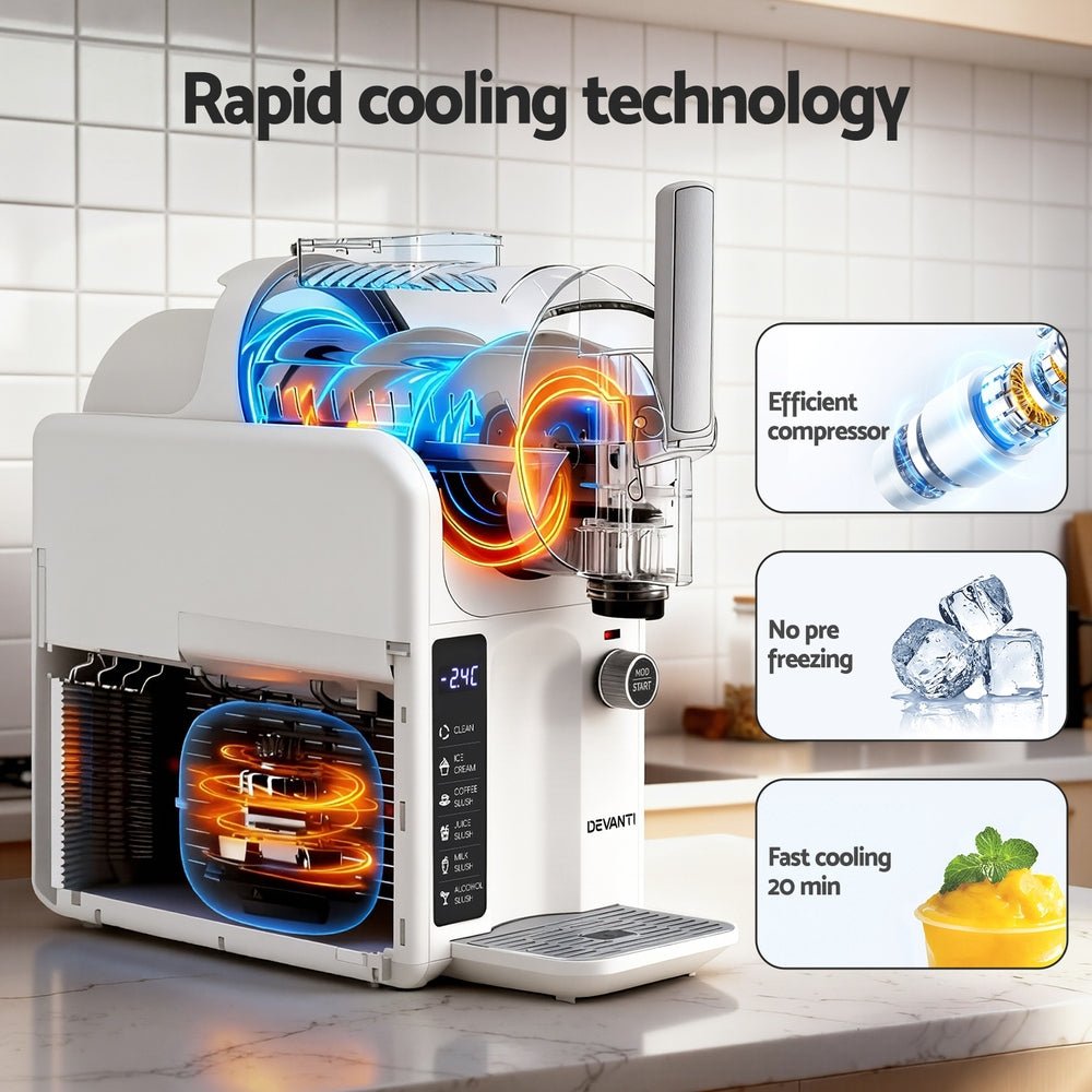 5in1 Slushie Machine Ice Cream Maker 2L White - Appliances > Kitchen Appliances > Ice Makers - Rivercity House & Home Co. (ABN 18 642 972 209) - Affordable Modern Furniture Australia