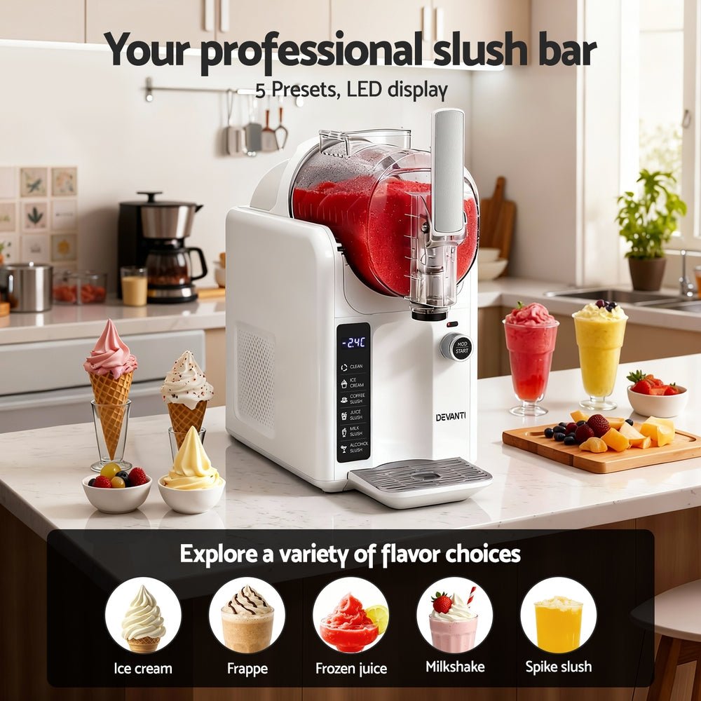 5in1 Slushie Machine Ice Cream Maker 2L White - Appliances > Kitchen Appliances > Ice Makers - Rivercity House & Home Co. (ABN 18 642 972 209) - Affordable Modern Furniture Australia