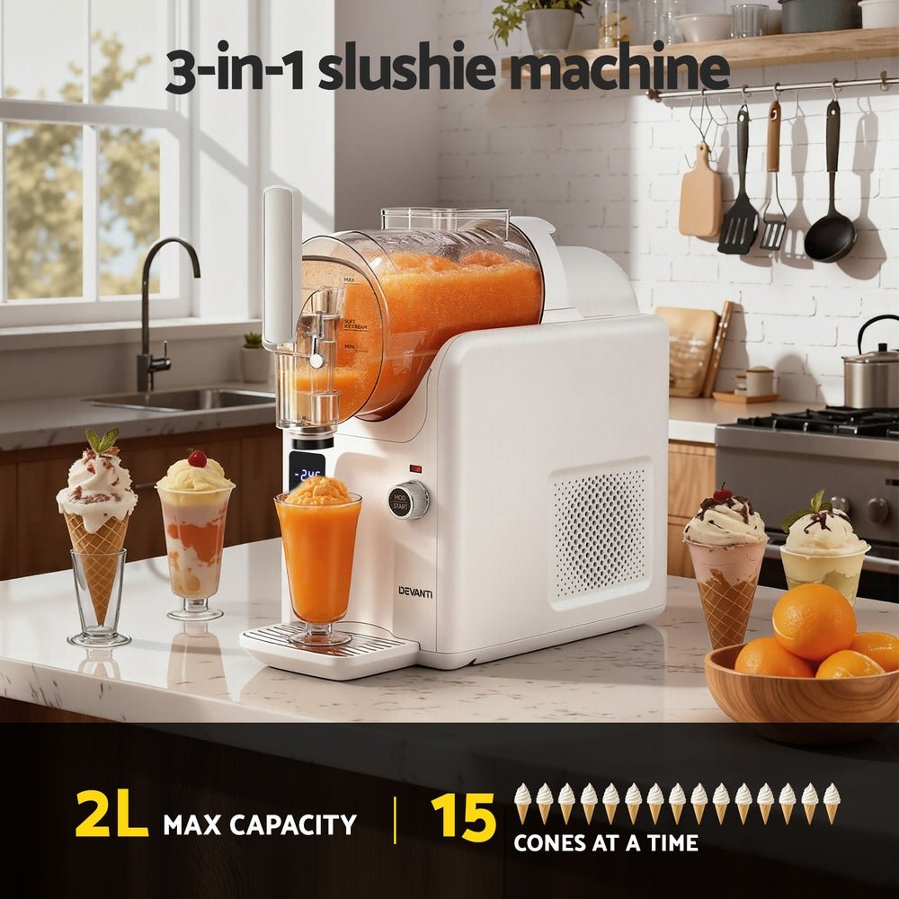5in1 Slushie Machine Ice Cream Maker 2L White - Appliances > Kitchen Appliances > Ice Makers - Rivercity House & Home Co. (ABN 18 642 972 209) - Affordable Modern Furniture Australia