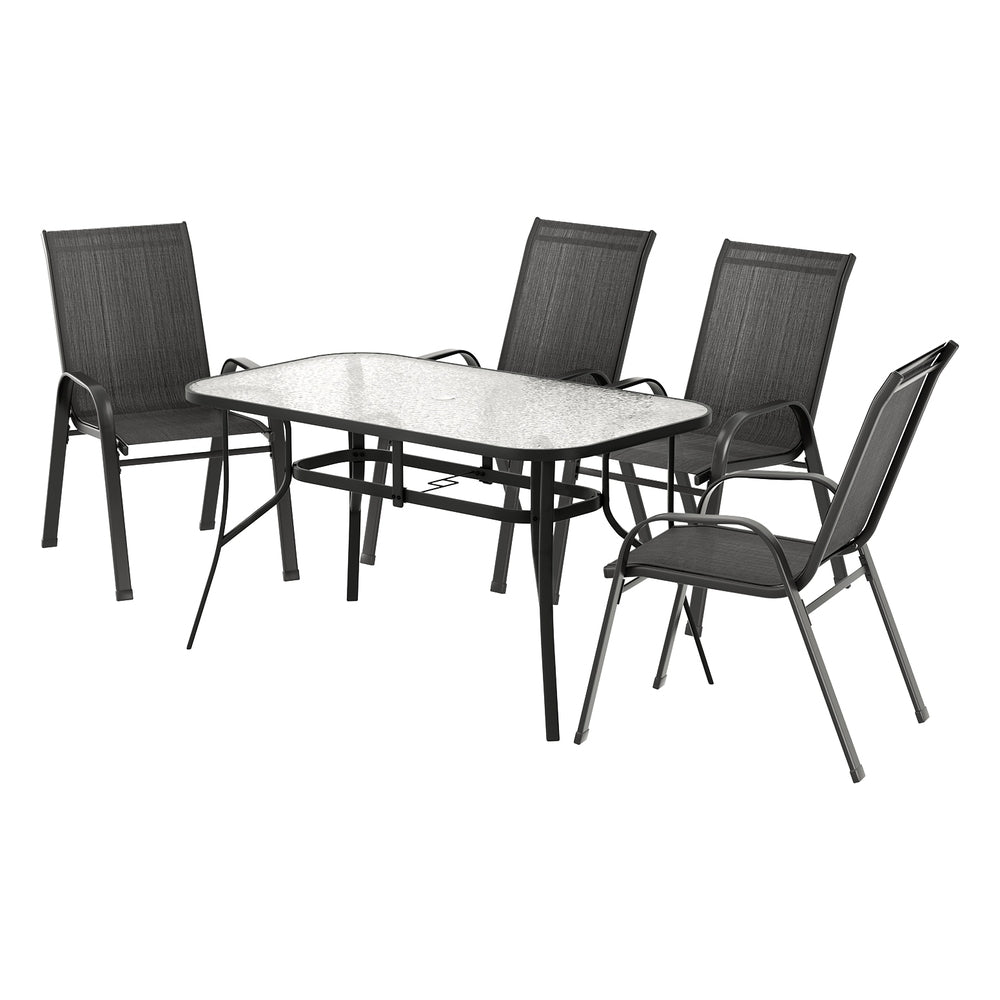 5PC Outdoor Dining Set Table and Chairs Patio Furniture Bistro Set Garden Black - Furniture > Outdoor > Outdoor Dining Sets - Rivercity House & Home Co. (ABN 18 642 972 209) - Affordable Modern Furniture Australia