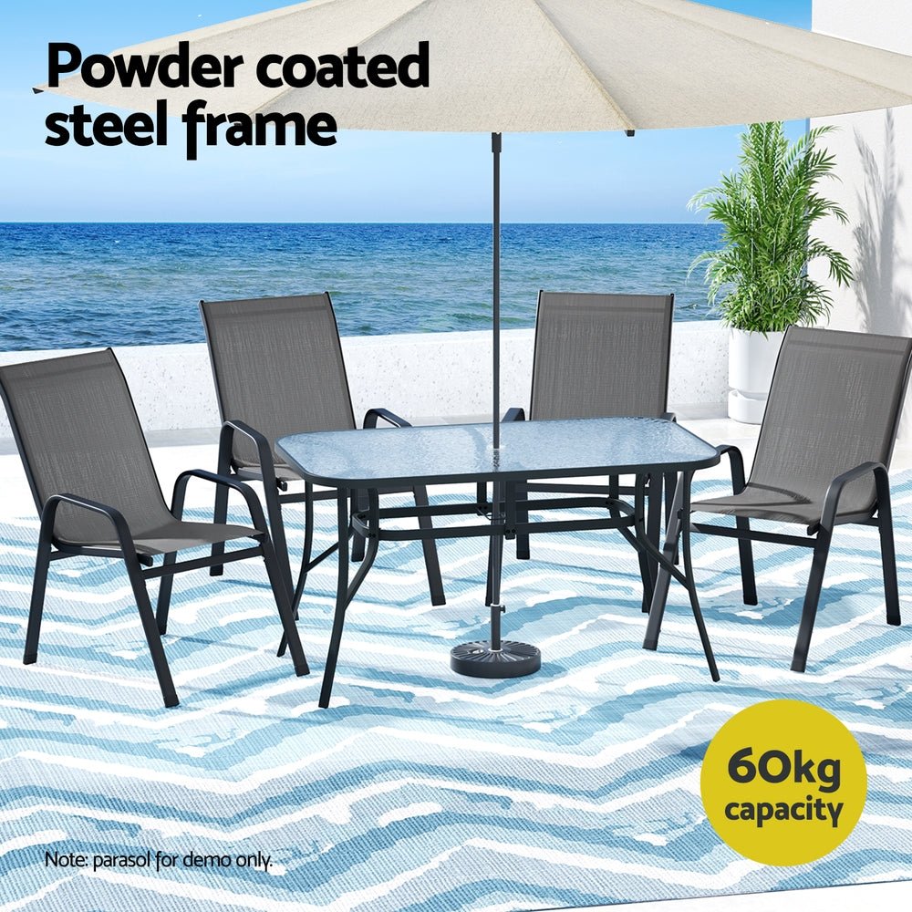 5PC Outdoor Dining Set Table and Chairs Patio Furniture Bistro Set Garden Grey - Furniture > Outdoor > Outdoor Dining Sets - Rivercity House & Home Co. (ABN 18 642 972 209) - Affordable Modern Furniture Australia