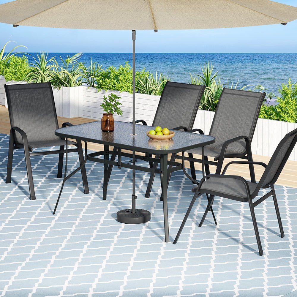 5PC Outdoor Dining Set Table and Chairs Patio Furniture Bistro Set Garden Grey - Furniture > Outdoor > Outdoor Dining Sets - Rivercity House & Home Co. (ABN 18 642 972 209) - Affordable Modern Furniture Australia