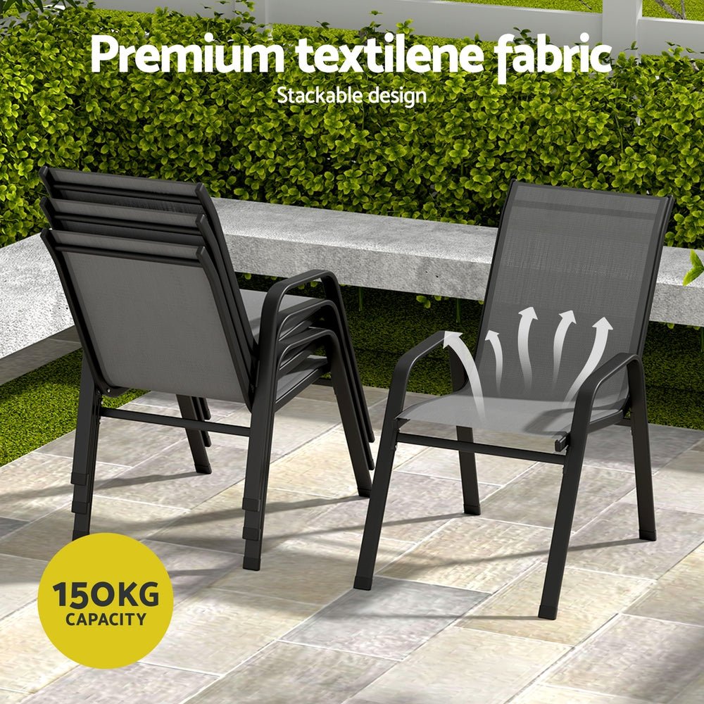 5PC Outdoor Dining Set Table and Chairs Patio Furniture Bistro Set Garden Grey - Furniture > Outdoor > Outdoor Dining Sets - Rivercity House & Home Co. (ABN 18 642 972 209) - Affordable Modern Furniture Australia