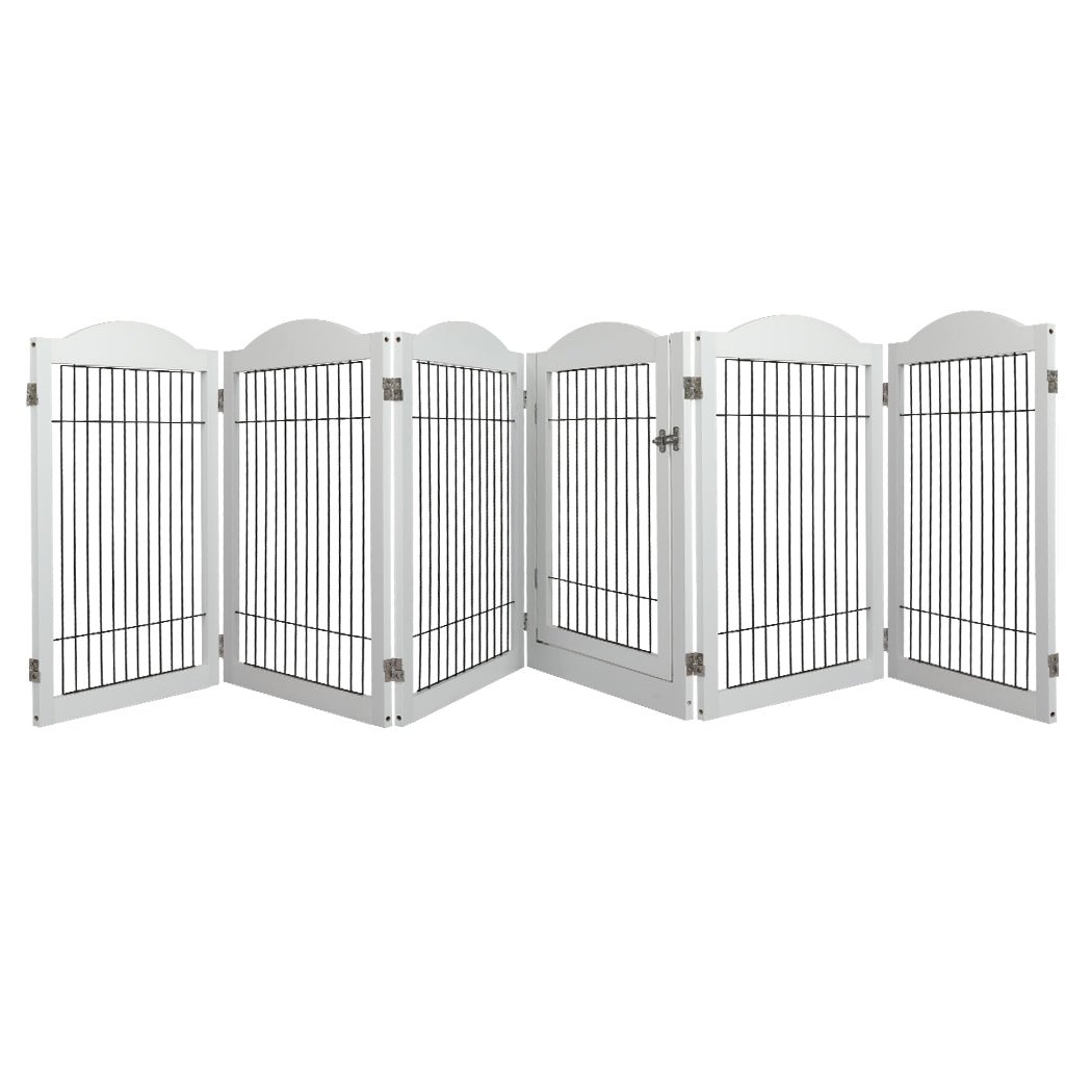 6 - Panel Adjustable Pet Dog Playpen with Gate - White - Rivercity House & Home Co. (ABN 18 642 972 209) - Affordable Modern Furniture Australia