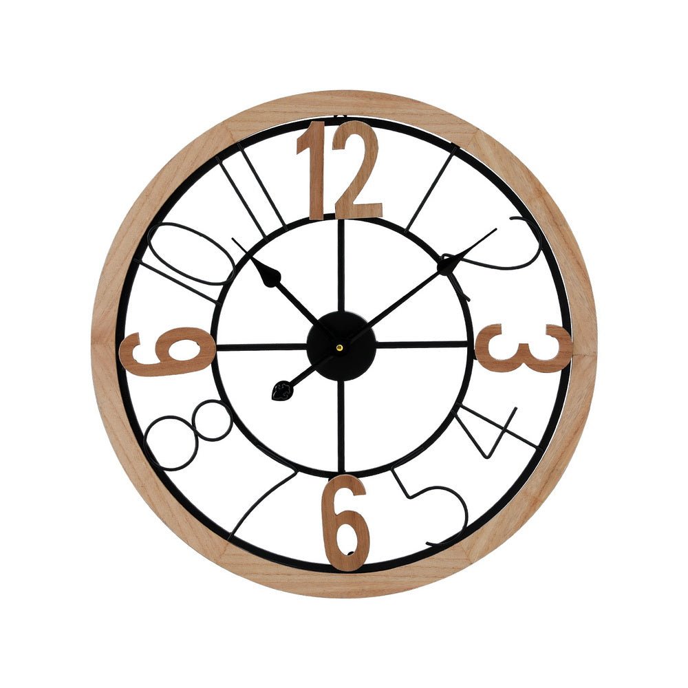 60CM Wall Clock Wooden - Home & Garden > Decor - Rivercity House & Home Co. (ABN 18 642 972 209) - Affordable Modern Furniture Australia