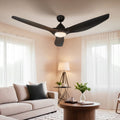 64 Inch Ceiling Fan with LED Light and Remote Control - Black