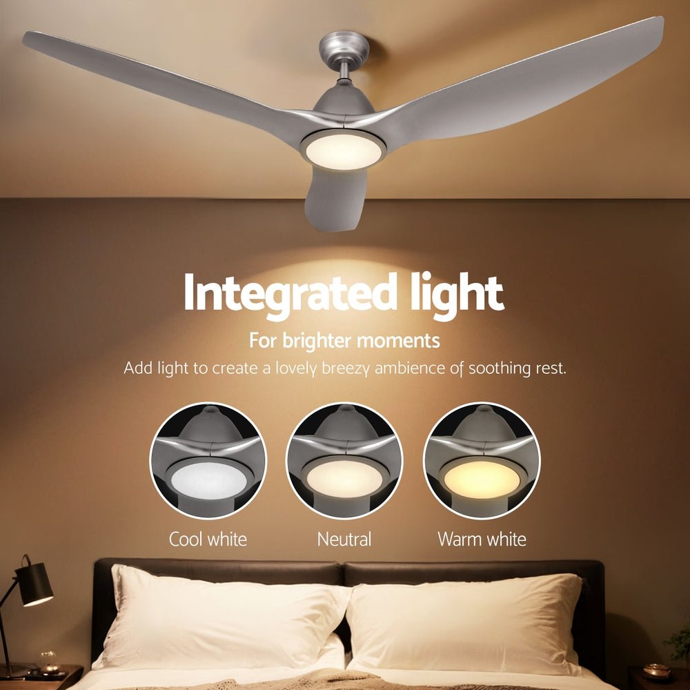 64 Inch Ceiling Fan DC Motor w/Light w/Remote - Silver - Appliances > Fans > Ceiling Fans - Rivercity House & Home Co. (ABN 18 642 972 209) - Affordable Modern Furniture Australia