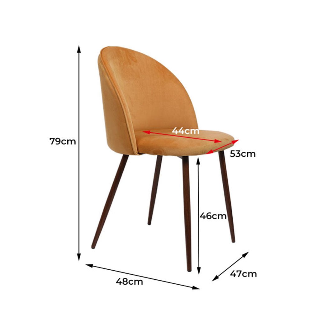 6x French Dining Chairs with Velvet Seat and Steel Legs - Mustard - Rivercity House & Home Co. (ABN 18 642 972 209) - Affordable Modern Furniture Australia