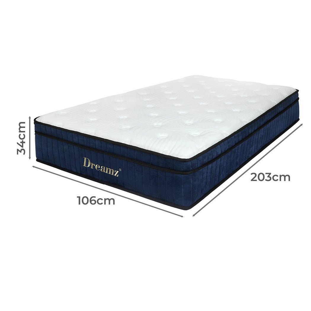 7 Zone Pocket Spring King Single Mattress 34cm - White and Blue - Rivercity House & Home Co. (ABN 18 642 972 209) - Affordable Modern Furniture Australia