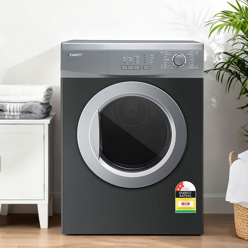 7kg Tumble Dryer Vented 15 Auto Programs - Grey - Appliances > Washers, Dryers & Irons > Dryers - Rivercity House & Home Co. (ABN 18 642 972 209) - Affordable Modern Furniture Australia