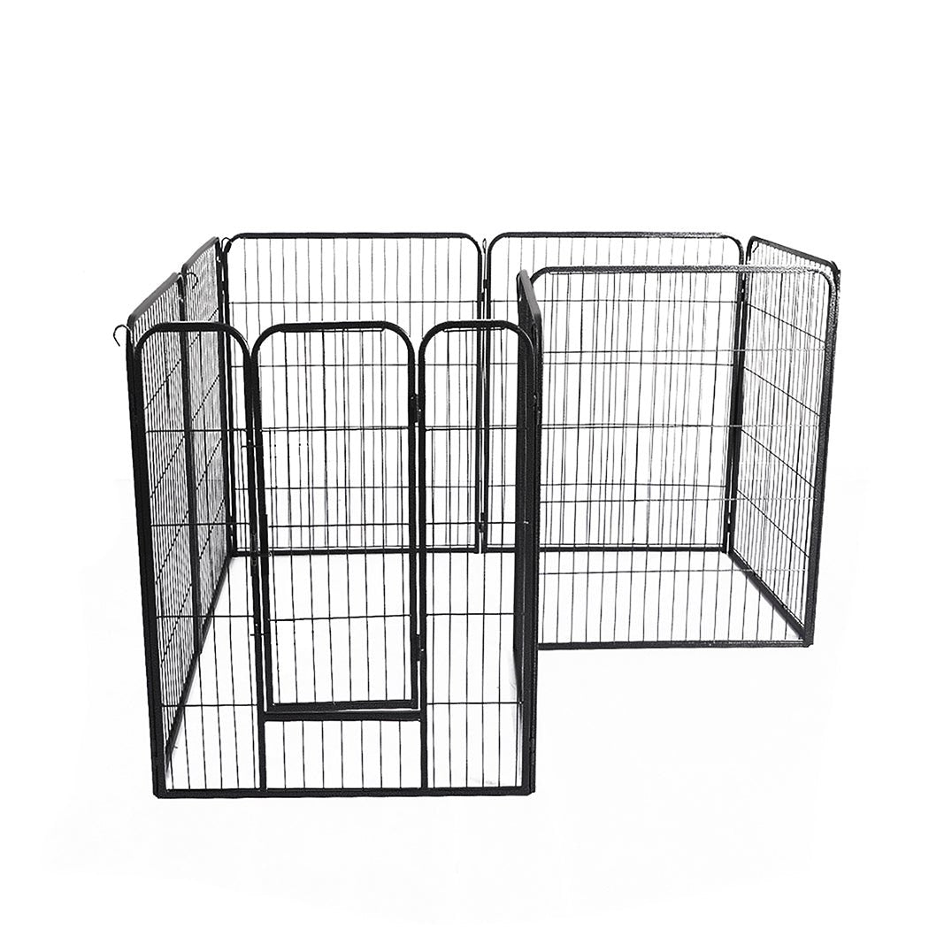 8 Panel 24 Inch Pet Dog Puppy Playpen with Door - Black - Rivercity House & Home Co. (ABN 18 642 972 209) - Affordable Modern Furniture Australia