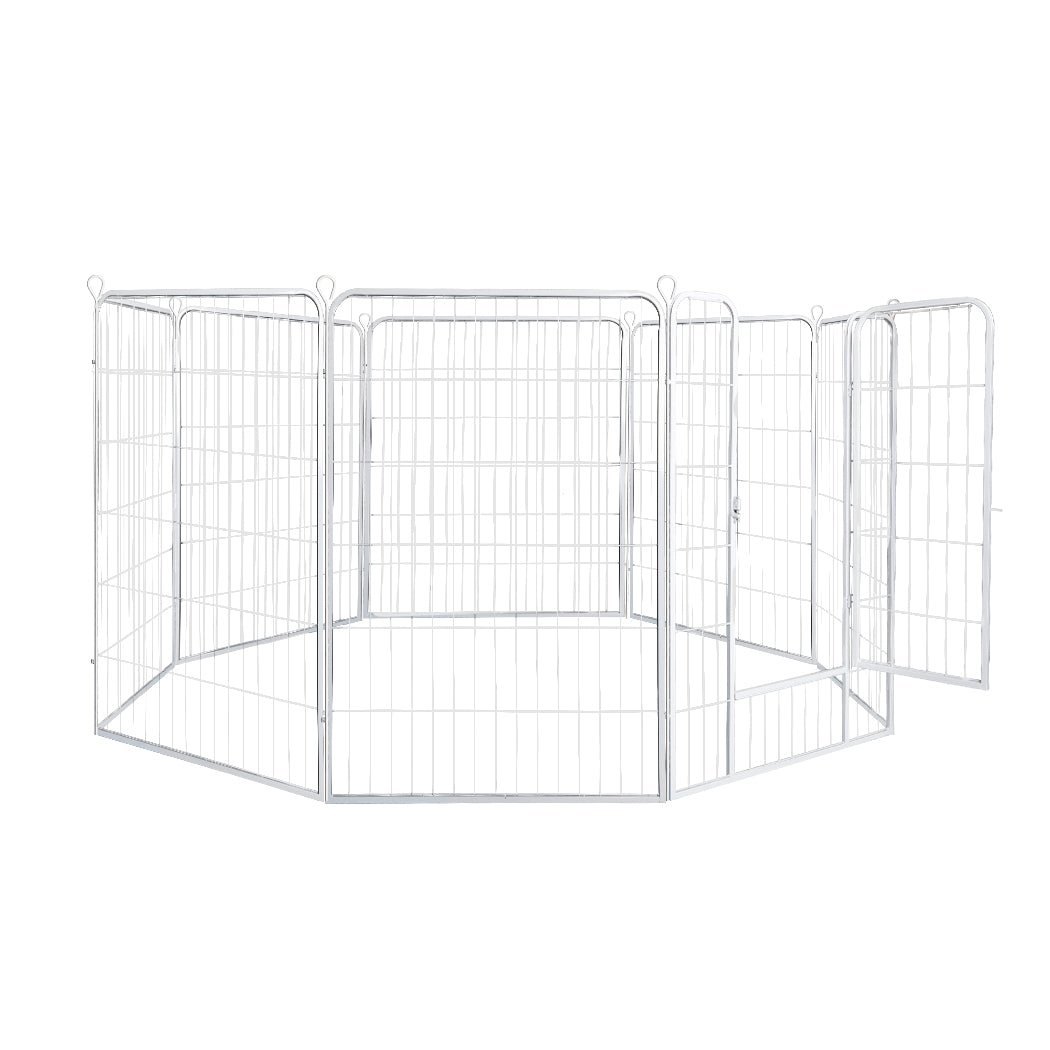8 Panel 48'' Pet Dog Playpen with Lockable Gate - White - Rivercity House & Home Co. (ABN 18 642 972 209) - Affordable Modern Furniture Australia