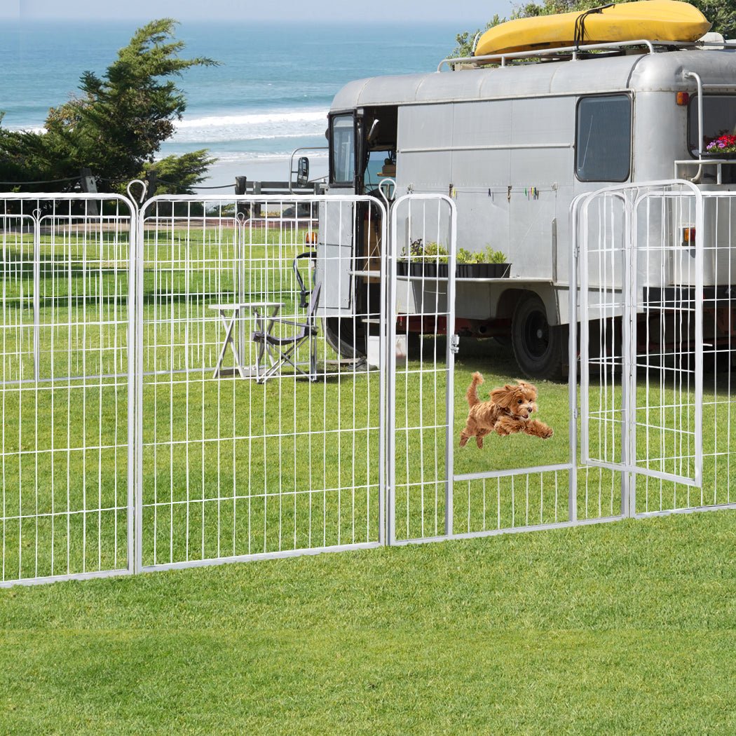 8 Panel 48'' Pet Dog Playpen with Lockable Gate - White - Rivercity House & Home Co. (ABN 18 642 972 209) - Affordable Modern Furniture Australia
