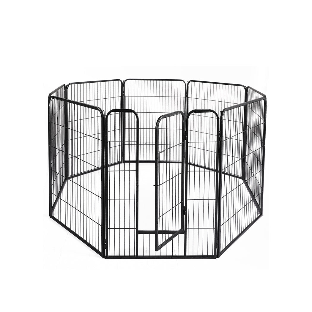 8 Panel Pet Dog Playpen with Lockable Gate - Black - Rivercity House & Home Co. (ABN 18 642 972 209) - Affordable Modern Furniture Australia