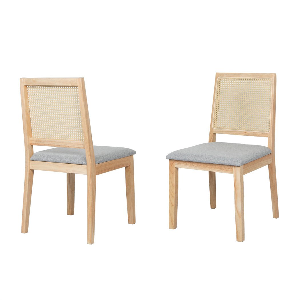 8X Rattan Armless Dining Chairs Set with Upholstered Seat - Natural Grey - Rivercity House & Home Co. (ABN 18 642 972 209) - Affordable Modern Furniture Australia