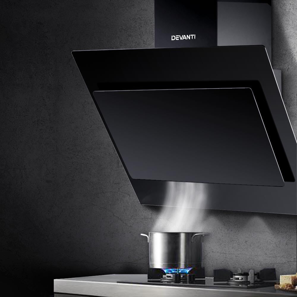 900mm Range Hood 90cm Rangehood Glass Black - Appliances > Kitchen Appliances > Cooking Ranges - Rivercity House & Home Co. (ABN 18 642 972 209) - Affordable Modern Furniture Australia