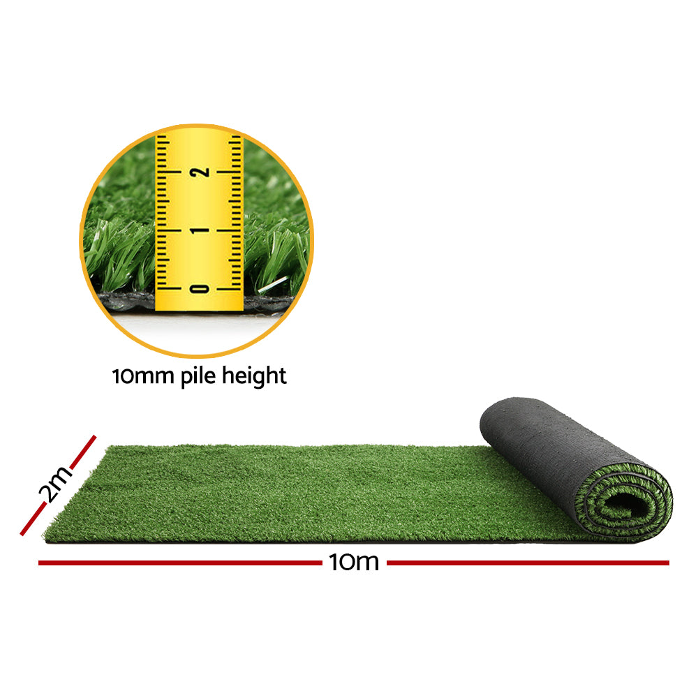 Primeturf Synthetic 10mm 1.9mx10m 19sqm Artificial Grass Fake Turf Olive Plants Plastic Lawn