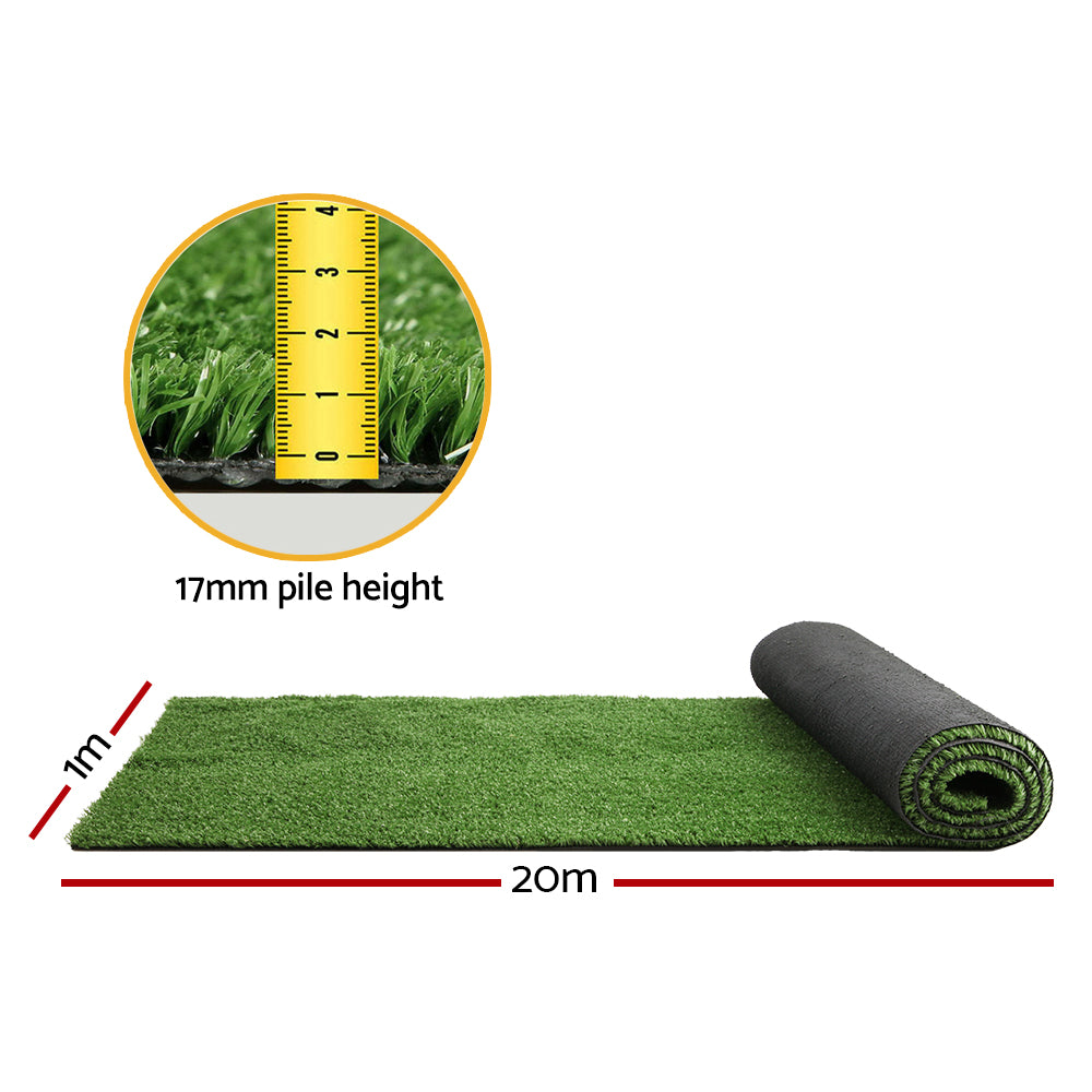 Primeturf Synthetic 17mm 0.95mx20m 19sqm Artificial Grass Fake Turf Olive Plants Plastic Lawn