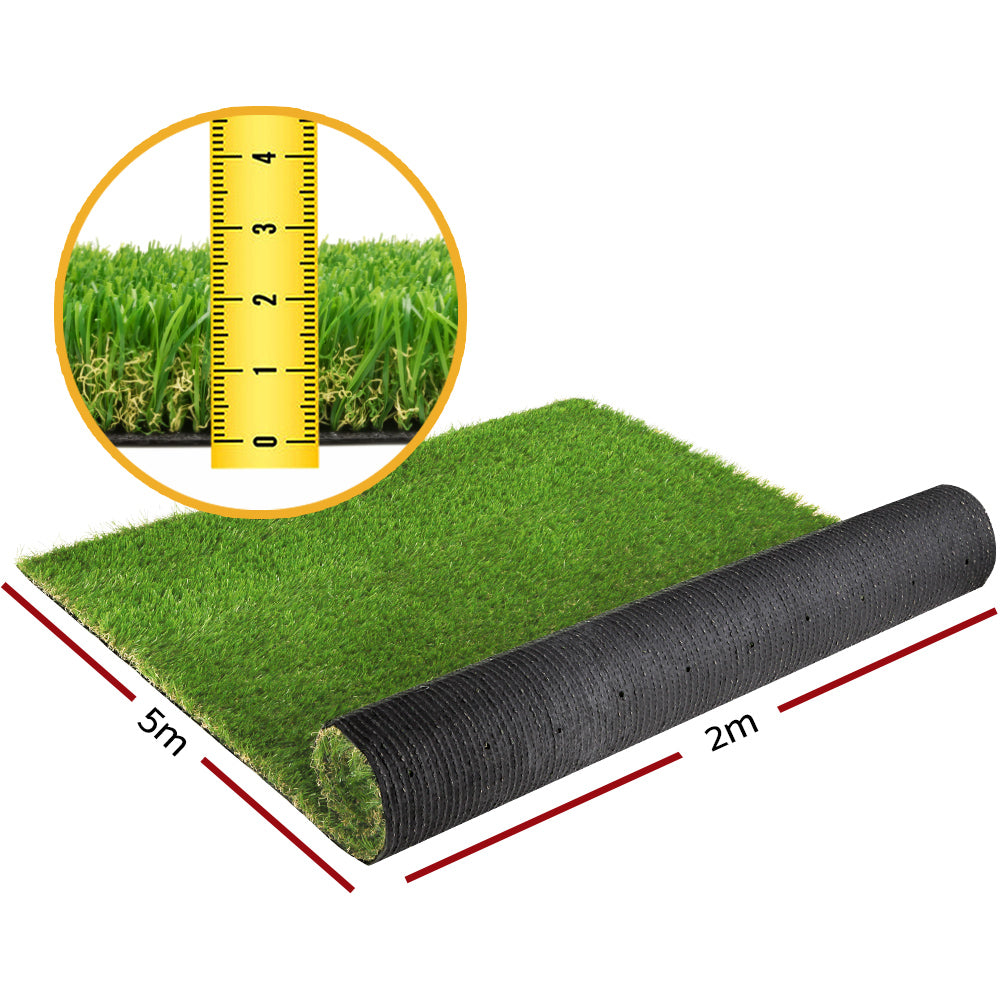 Primeturf Synthetic 20mm 1.9mx5m 9.5sqm Artificial Grass Fake Turf 4-coloured Plants Plastic Lawn
