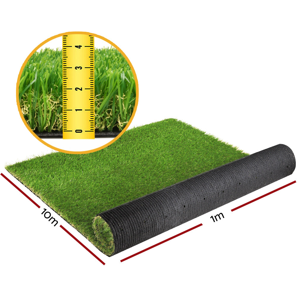 Primeturf Synthetic 30mm 0.95mx10m 9.5sqm Artificial Grass Fake Turf 4-coloured Plants Plastic Lawn
