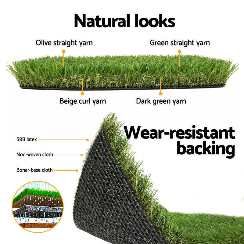 Artificial Grass 30mm 2mx5m Synthetic Fake Lawn Turf Plastic Plant 4-coloured-6