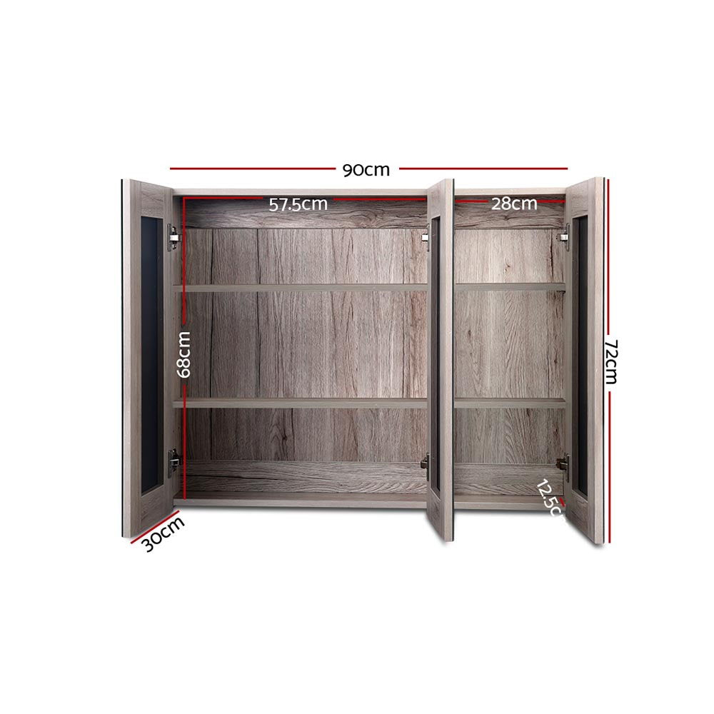 Bathroom Vanity Mirror with Storage Cabinet - Natural