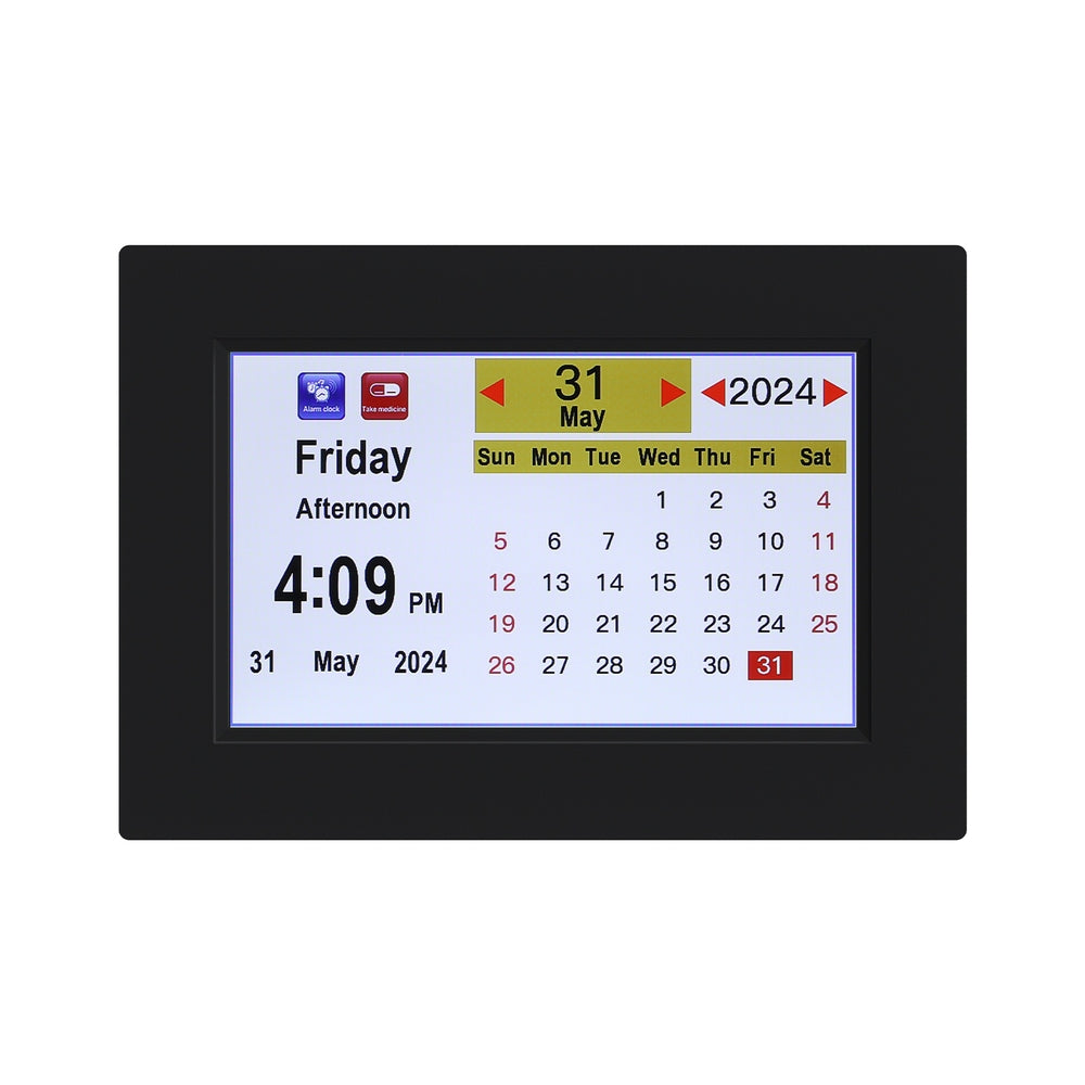 8Inch Digital Day Clock Calendar Alarm Black