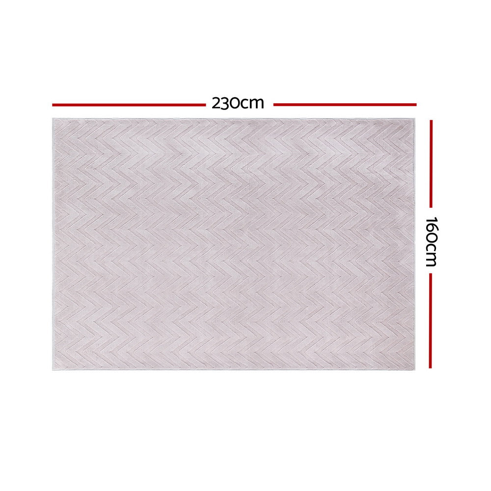Azul Floor Rug 160x230cm Microfiber Ripple Pattern - Pinky Grey