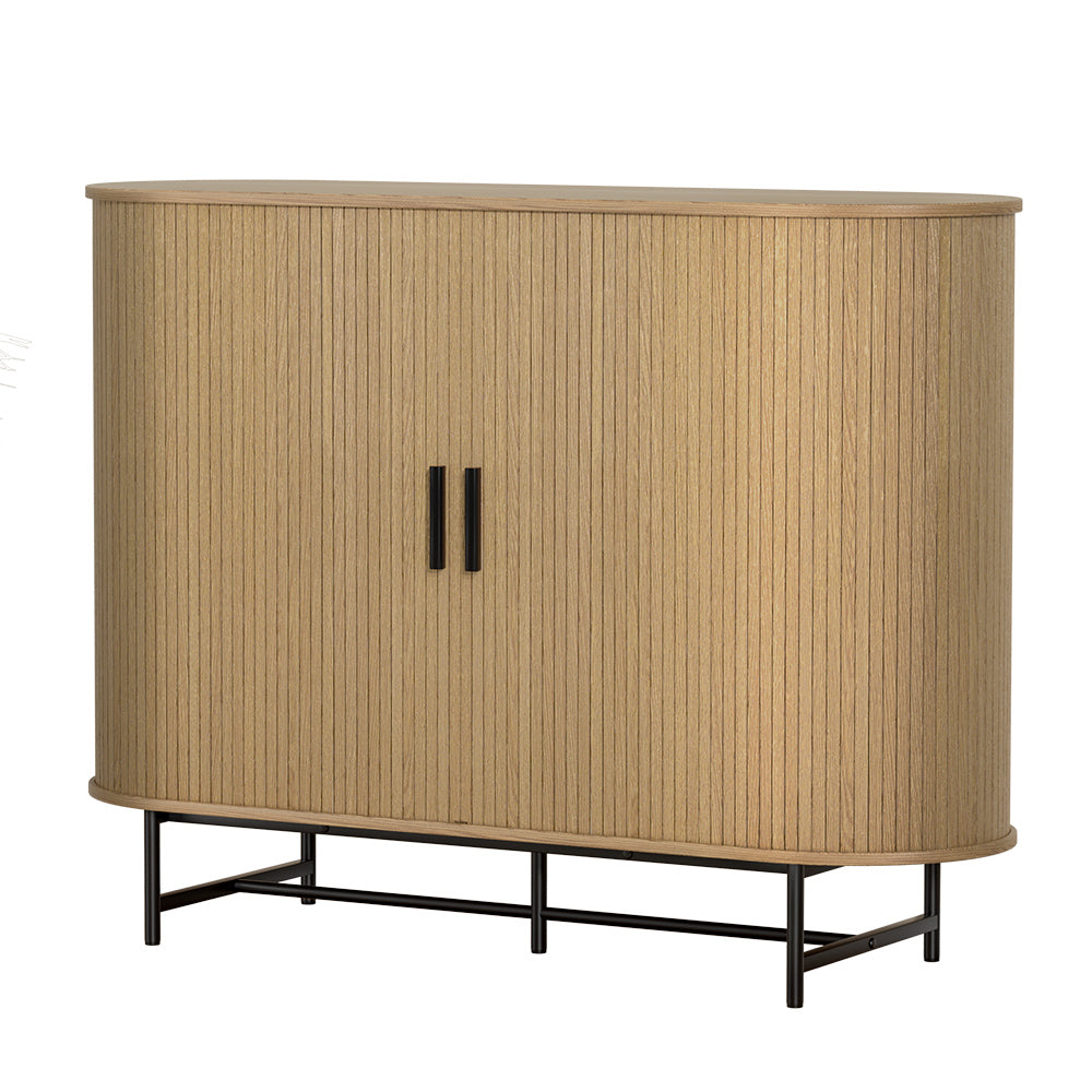 Oval Buffet Sideboard Cupboard With Sliding Doors Oak