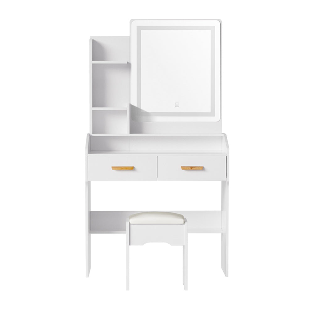 Doris LED Dressing Table Makeup Mirror with Stool Set White