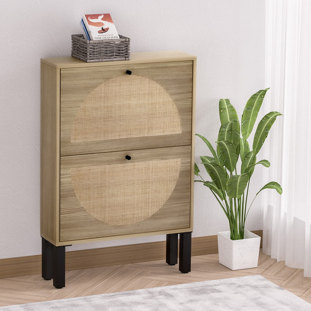 Rattan Shoe Cabinet 2 Drawers