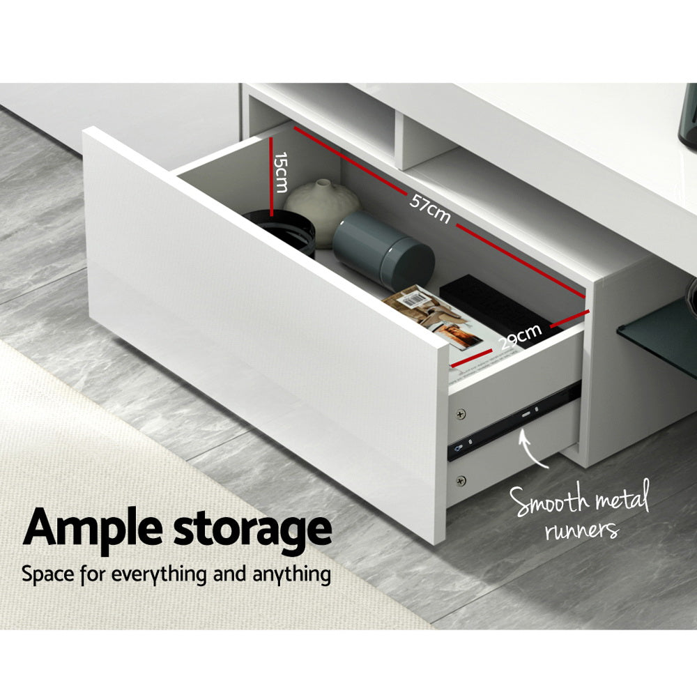 189CM LED Entertainment Unit in White Gloss