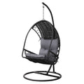 Hanging Wicker Pod Chair With Stand Black