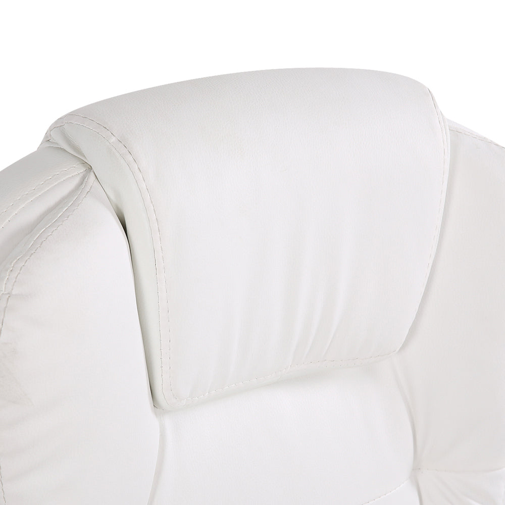 8 Point PU Leather Reclining Massage Chair (White)