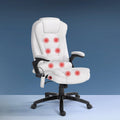 8 Point PU Leather Reclining Massage Chair (White)