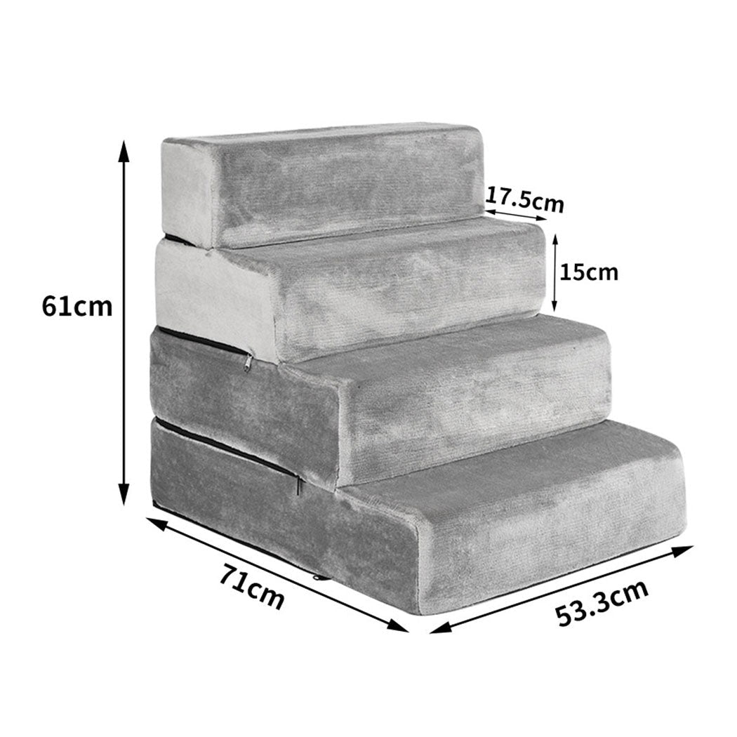 Adjustable 4 - Step XX - Large Pet Stair Ramp - Grey - Rivercity House & Home Co. (ABN 18 642 972 209) - Affordable Modern Furniture Australia