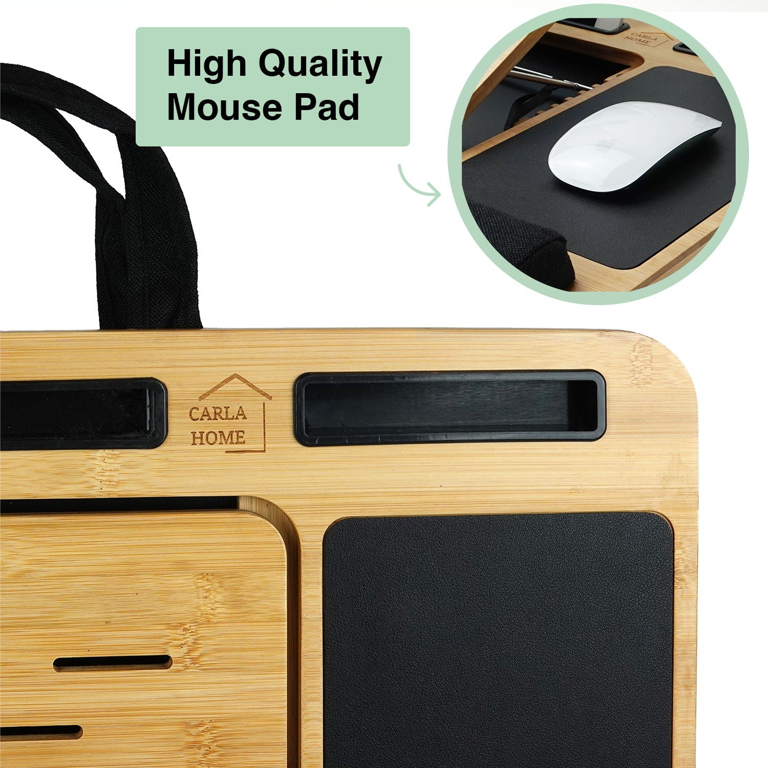 Adjustable Bamboo Laptop Lap Desk with Cushion and Handles for Office and Home - Natural - Electronics > Computer Accessories > Laptop Stands - Rivercity House & Home Co. (ABN 18 642 972 209) - Affordable Modern Furniture Australia
