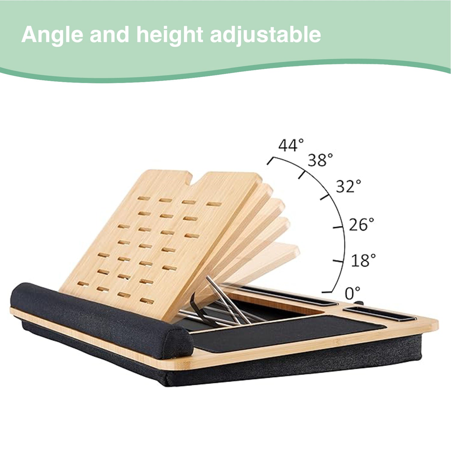 Adjustable Bamboo Laptop Lap Desk with Cushion and Handles for Office and Home - Natural - Electronics > Computer Accessories > Laptop Stands - Rivercity House & Home Co. (ABN 18 642 972 209) - Affordable Modern Furniture Australia
