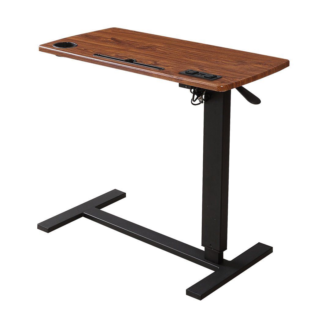 Adjustable Mobile Foldable Standing Desk with USB Charging and Wheels - Brown - Rivercity House & Home Co. (ABN 18 642 972 209) - Affordable Modern Furniture Australia