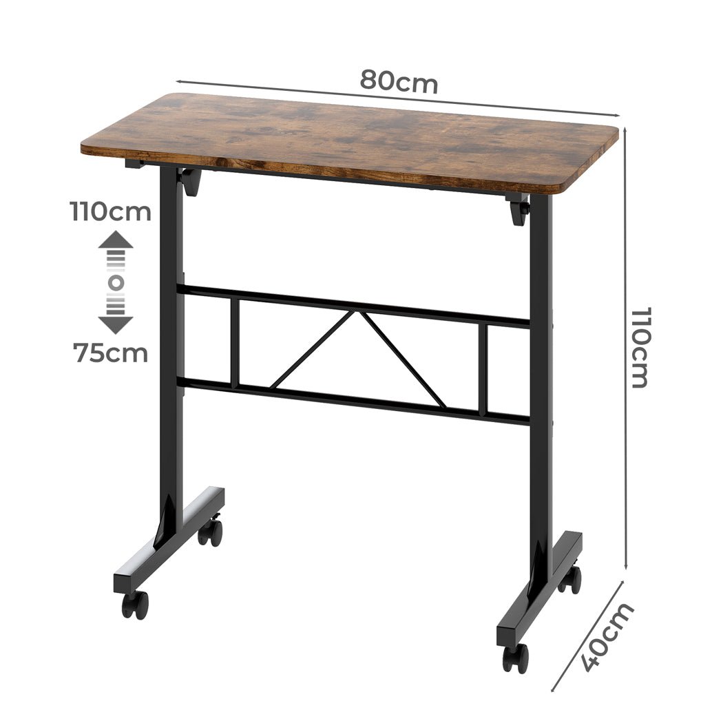 Adjustable Standing Laptop Desk with Wheels 75 - 110cm Height - Brown - Rivercity House & Home Co. (ABN 18 642 972 209) - Affordable Modern Furniture Australia