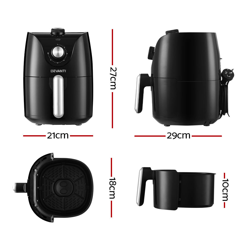Air Fryer 2.5L Knob Fryers - Appliances > Kitchen Appliances > Air Fryers - Rivercity House & Home Co. (ABN 18 642 972 209) - Affordable Modern Furniture Australia