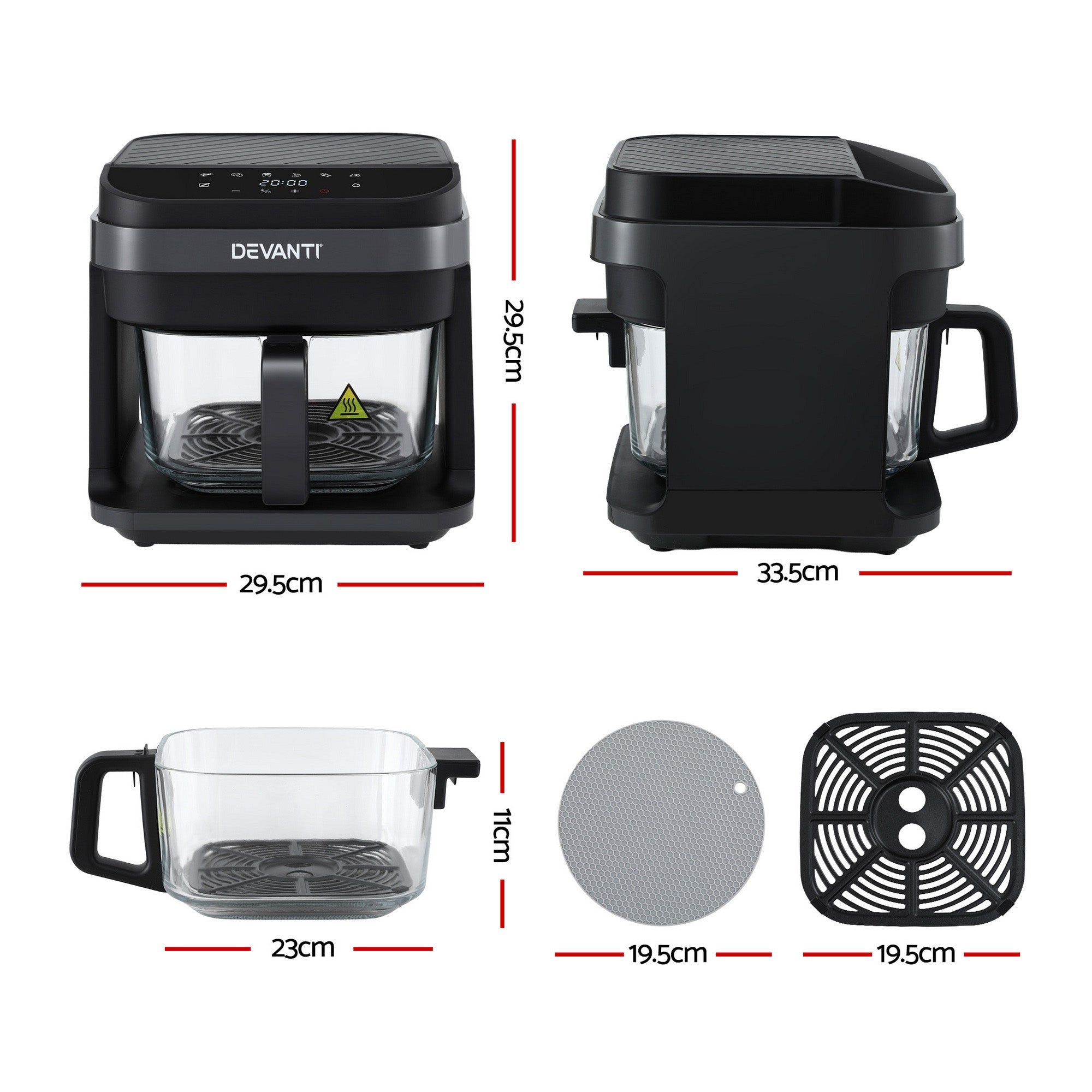 Air Fryer 5.5L Touch Control Electric Cooker 1200W Black - Appliances > Kitchen Appliances > Air Fryers - Rivercity House & Home Co. (ABN 18 642 972 209) - Affordable Modern Furniture Australia