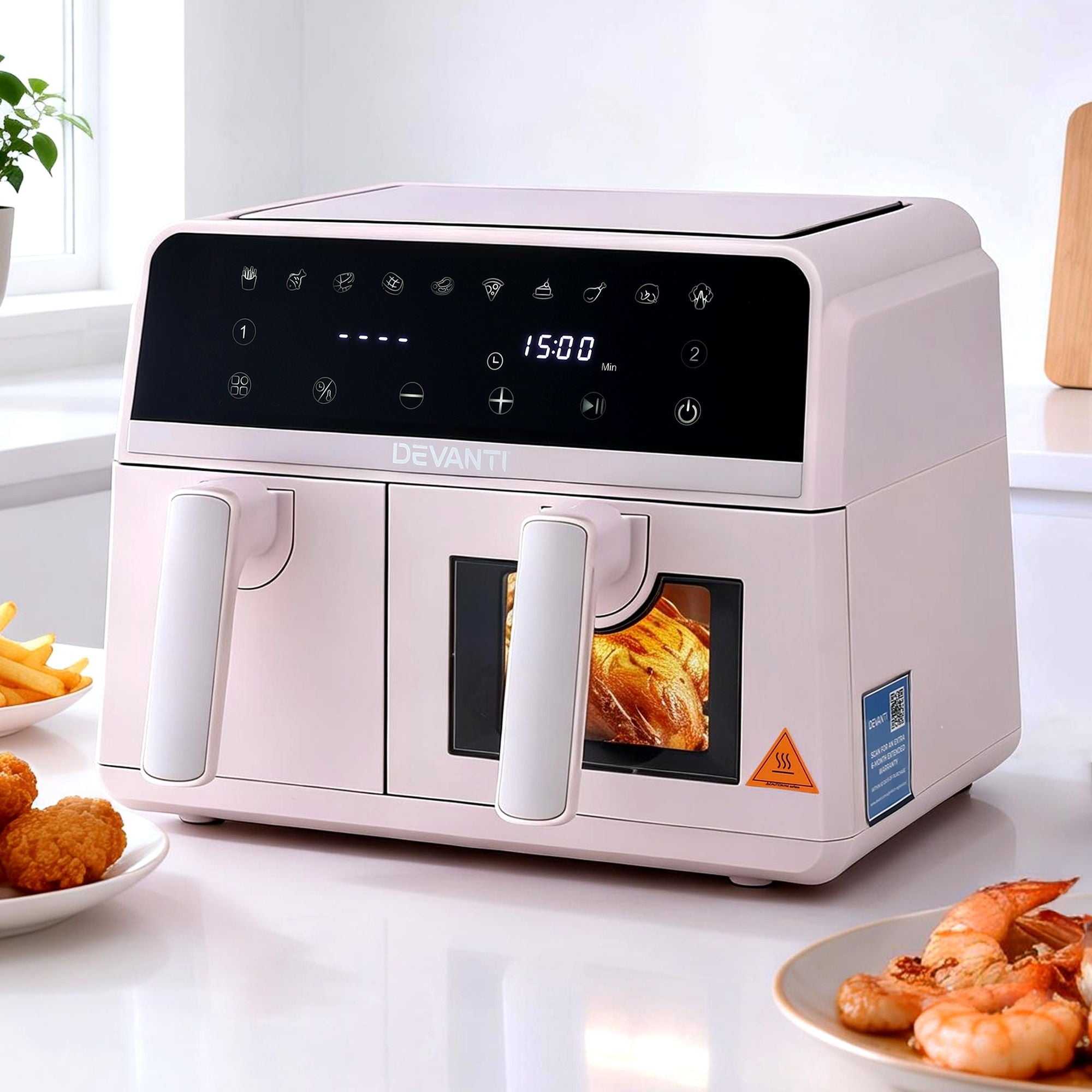 Air Fryer 9L Dual Zone Fryers 2600W Pink - Appliances > Kitchen Appliances > Air Fryers - Rivercity House & Home Co. (ABN 18 642 972 209) - Affordable Modern Furniture Australia