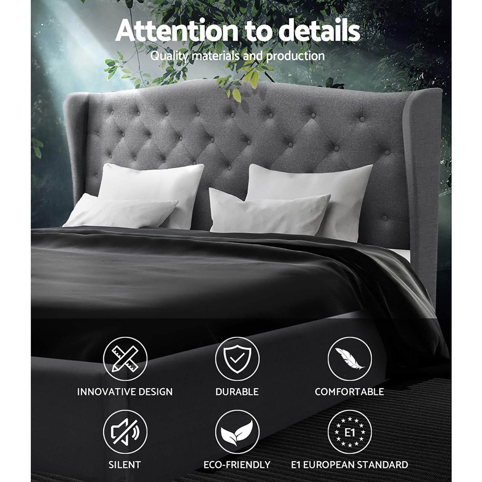 Altona King Bed Frame Grey - Rivercity House & Home Co. (ABN 18 642 972 209) - Affordable Modern Furniture Australia