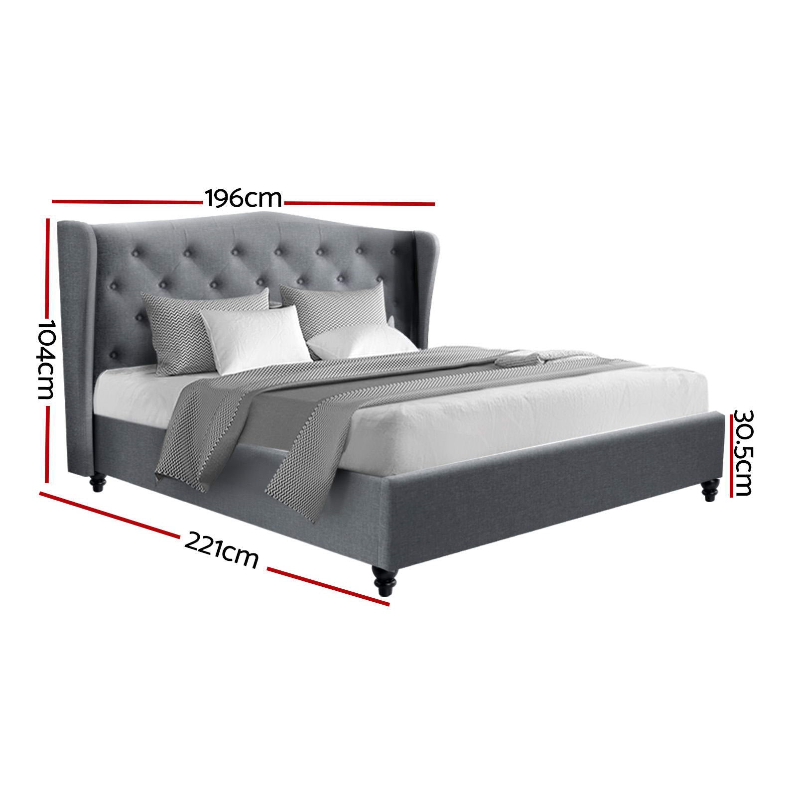 Altona King Bed Frame Grey - Rivercity House & Home Co. (ABN 18 642 972 209) - Affordable Modern Furniture Australia