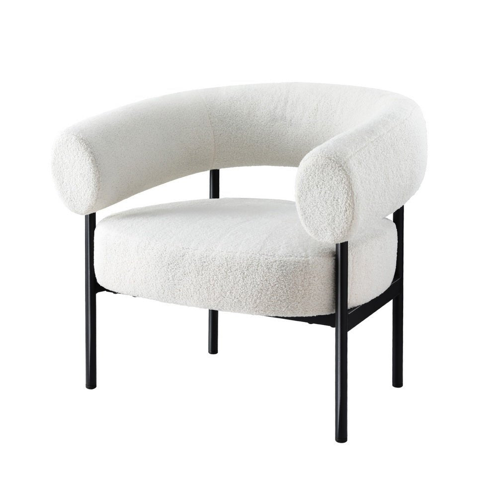Armchair Accent Chair Curved Boucle White - Furniture > Bar Stools & Chairs > Arm Chairs & Recliners - Rivercity House & Home Co. (ABN 18 642 972 209) - Affordable Modern Furniture Australia