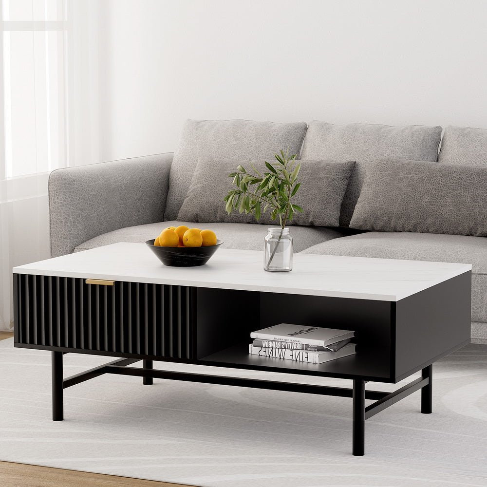 Artiss Coffee Table Drawer Storage Shelf Black - Furniture > Living Room - Rivercity House & Home Co. (ABN 18 642 972 209) - Affordable Modern Furniture Australia