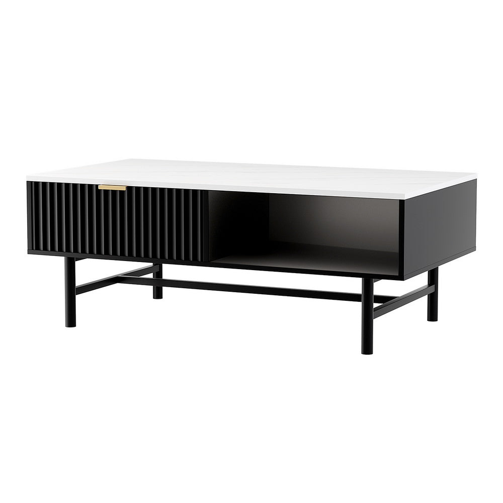 Artiss Coffee Table Drawer Storage Shelf Black - Furniture > Living Room - Rivercity House & Home Co. (ABN 18 642 972 209) - Affordable Modern Furniture Australia