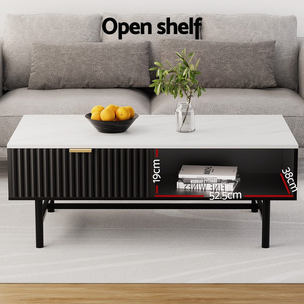 Artiss Coffee Table Drawer Storage Shelf Black - Furniture > Living Room - Rivercity House & Home Co. (ABN 18 642 972 209) - Affordable Modern Furniture Australia