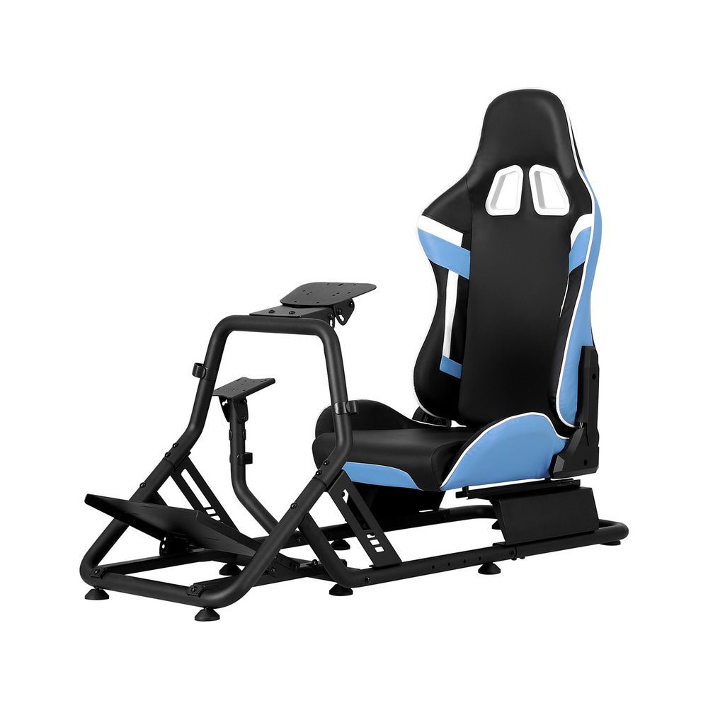 Artiss Racing Simulator Cockpit Steering Wheel Gaming Chair Blue - Furniture > Bar Stools & Chairs - Rivercity House & Home Co. (ABN 18 642 972 209) - Affordable Modern Furniture Australia